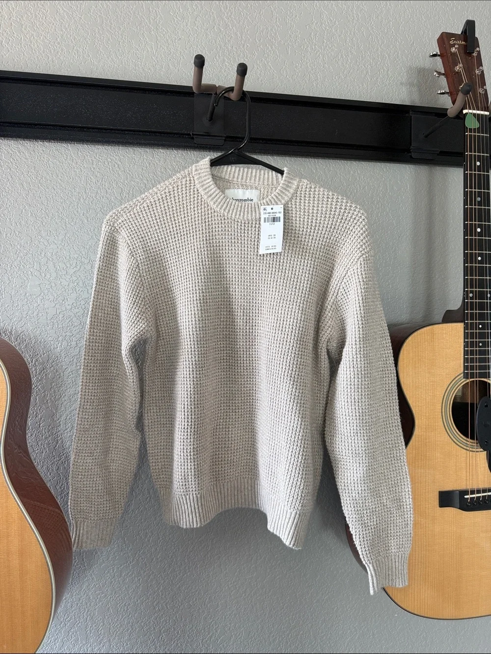 Abercrombie Kids Crewneck Waffle Knit Sweater - Cream
